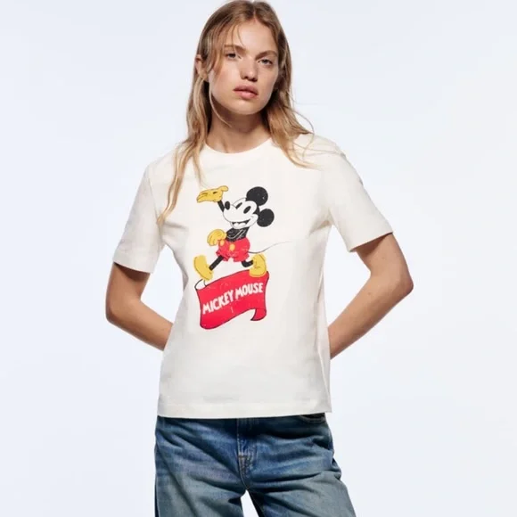 ZARA｜ミッキーマウス Tシャツ ディズニーコラボ 3253/376/251 ○#ミッキーマウス ディズニー Tシャツ○ オフホワイト | 3253